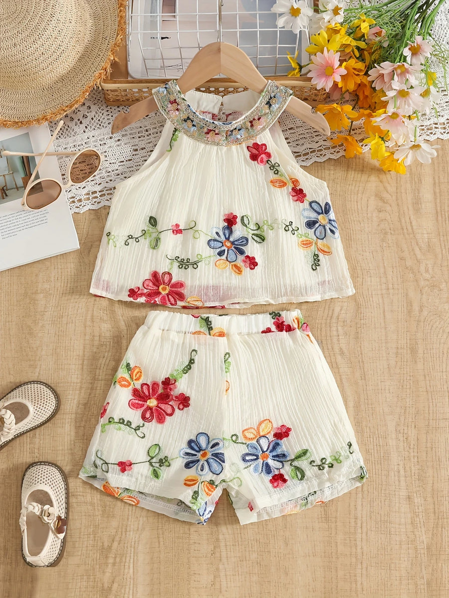 Jongo Embroidered Party Top with Shorts
