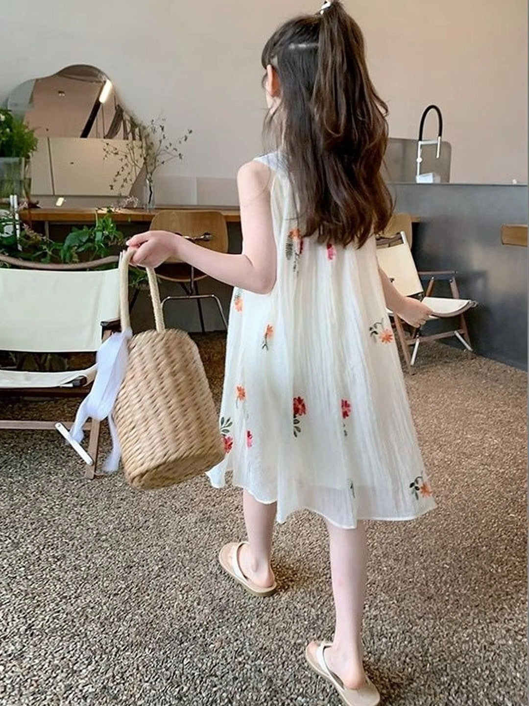 Floral Embroidered White Party Dress
