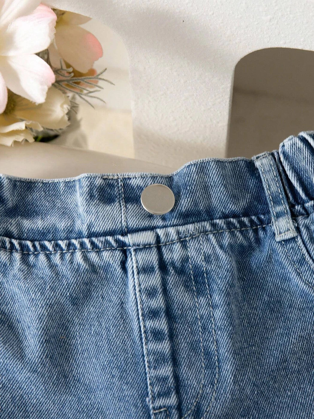 White Printed T-shirt with Denim Pant for Girls