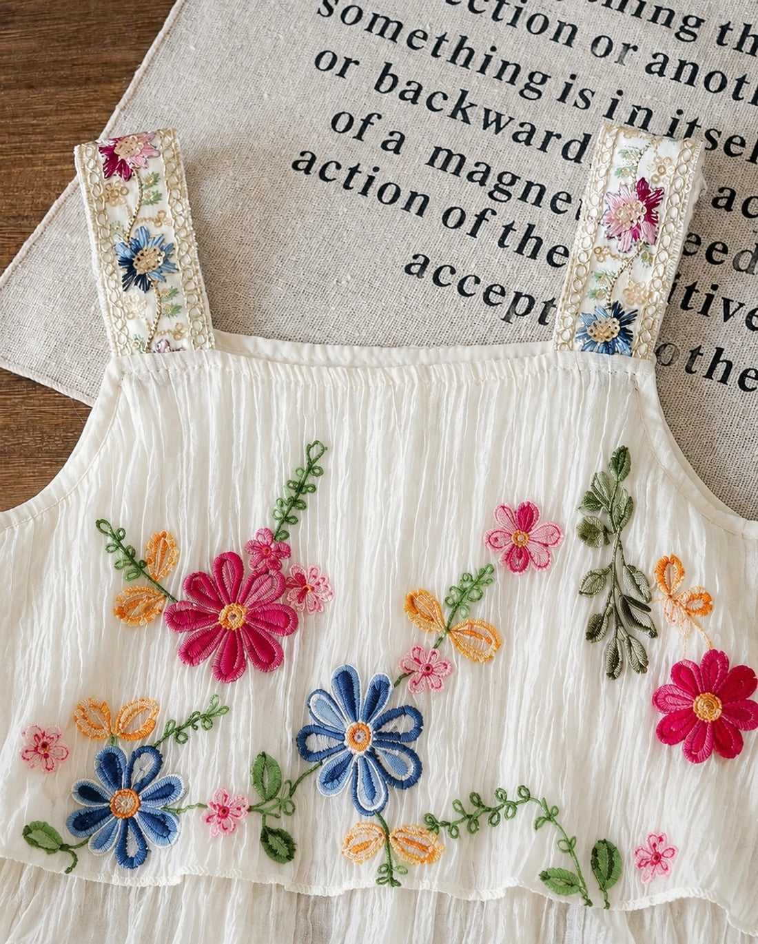 Charming Flower Embroidered Top & Shorts Set