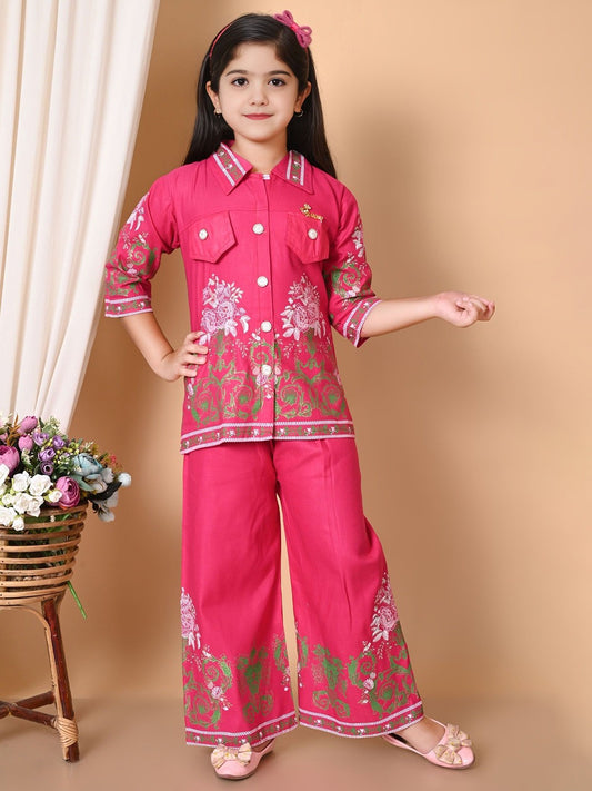 Girls Printed Top & Plazo Set