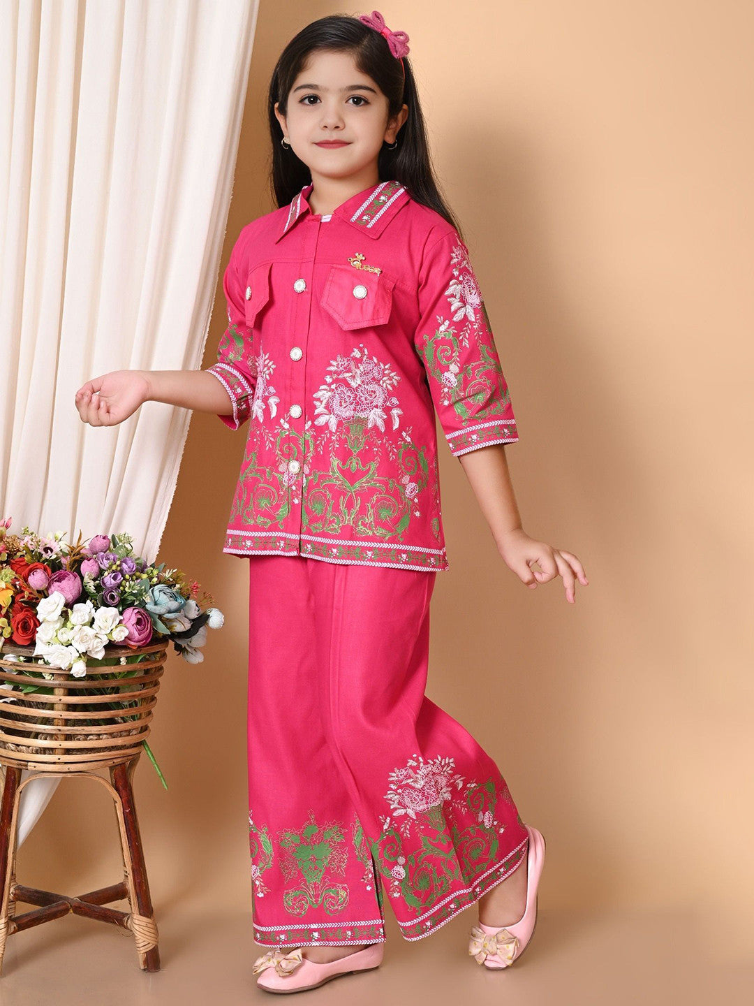 Girls Printed Top & Plazo Set