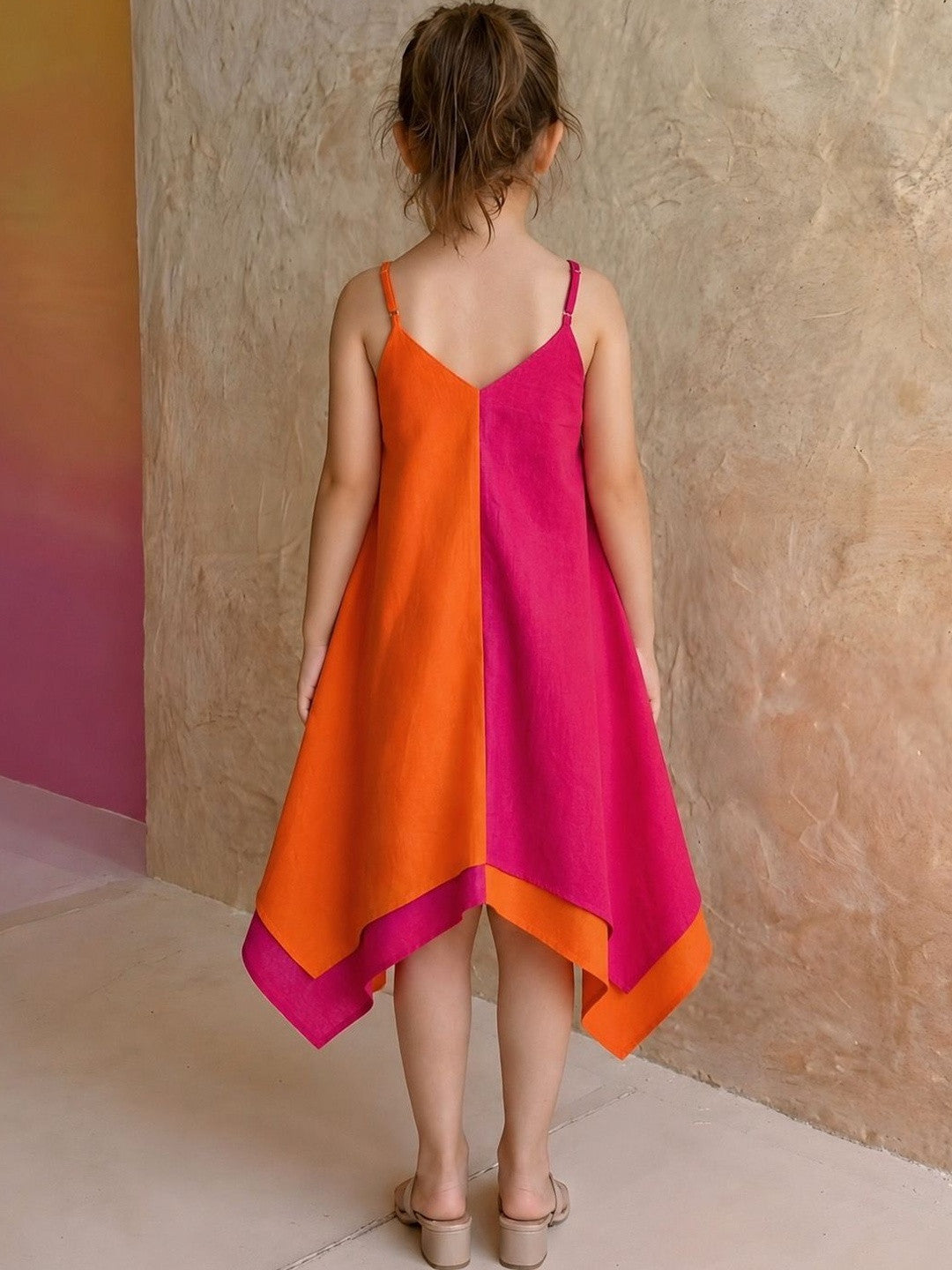 Bright Pink & Orange Summer Dress for Girls
