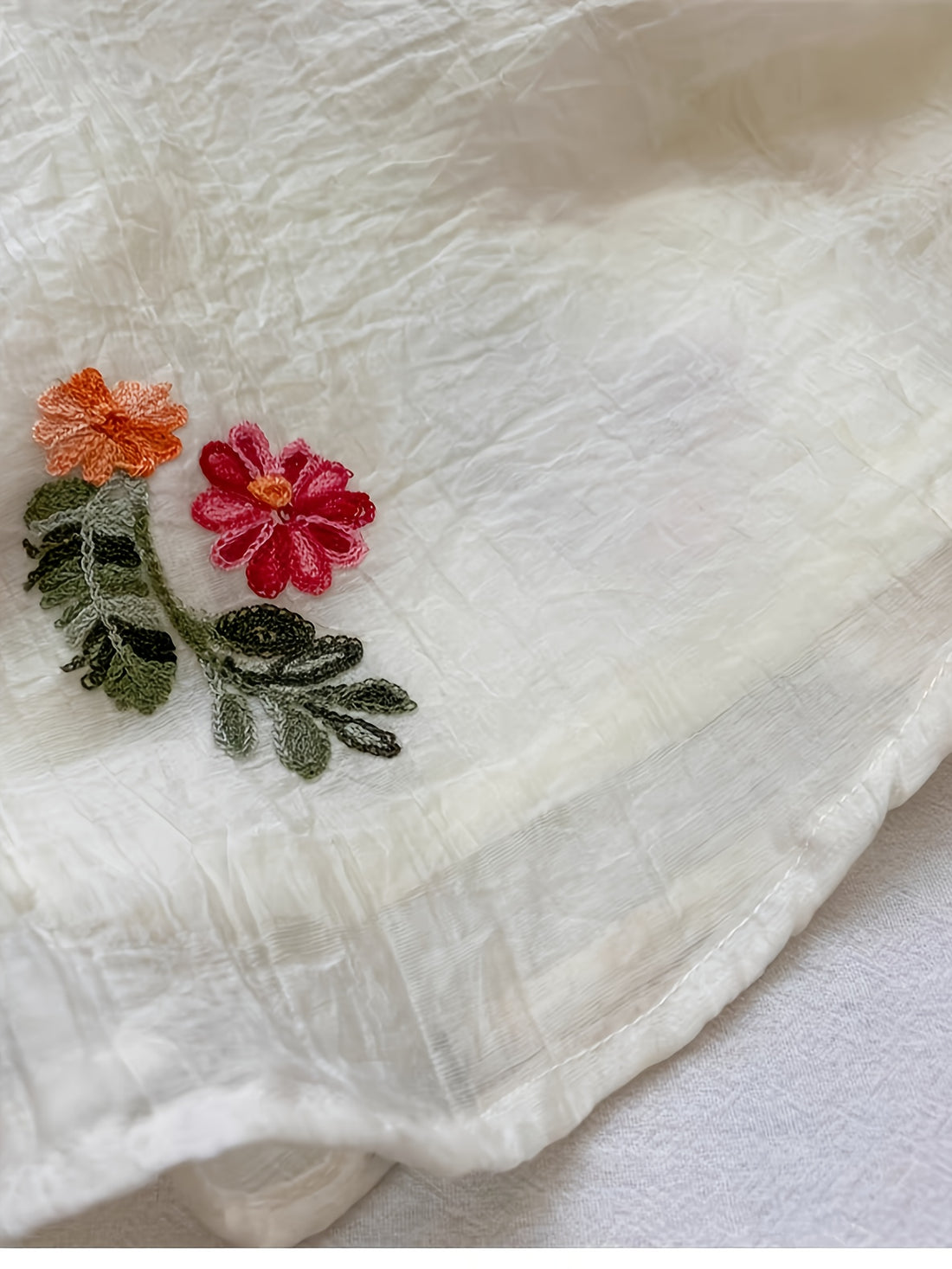 White Party Dress Floral Embroidered