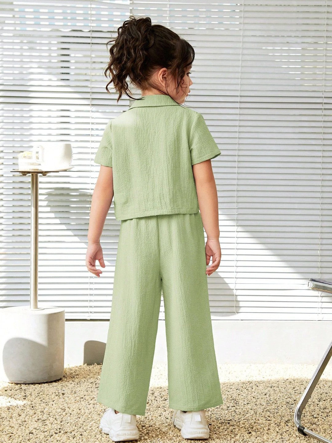 Girls Short Sleeves Shirt with Trousers