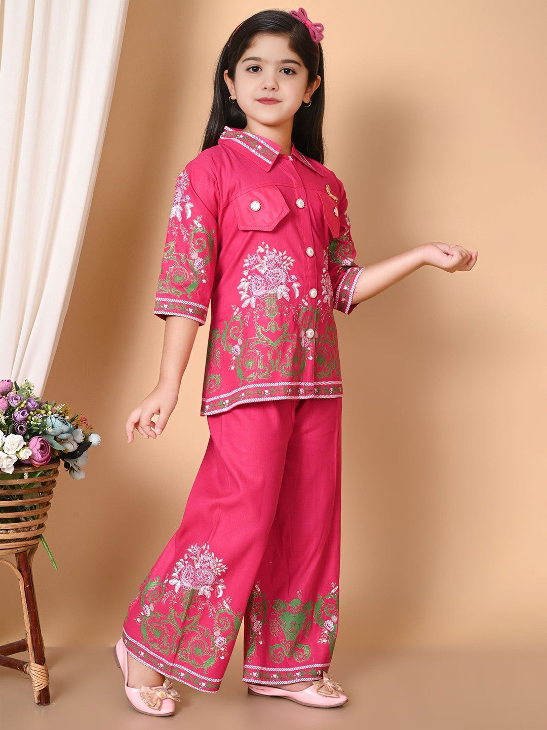 Girls Printed Top & Plazo Set