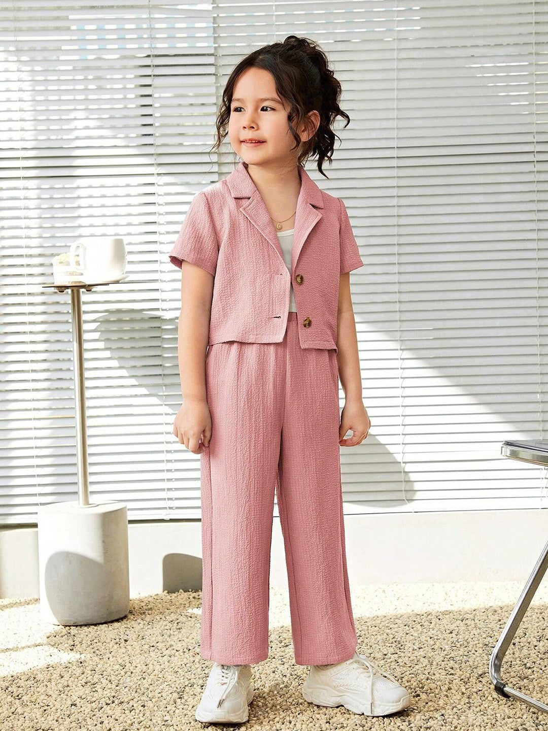 Girls Short Sleeves Shirt with Trousers