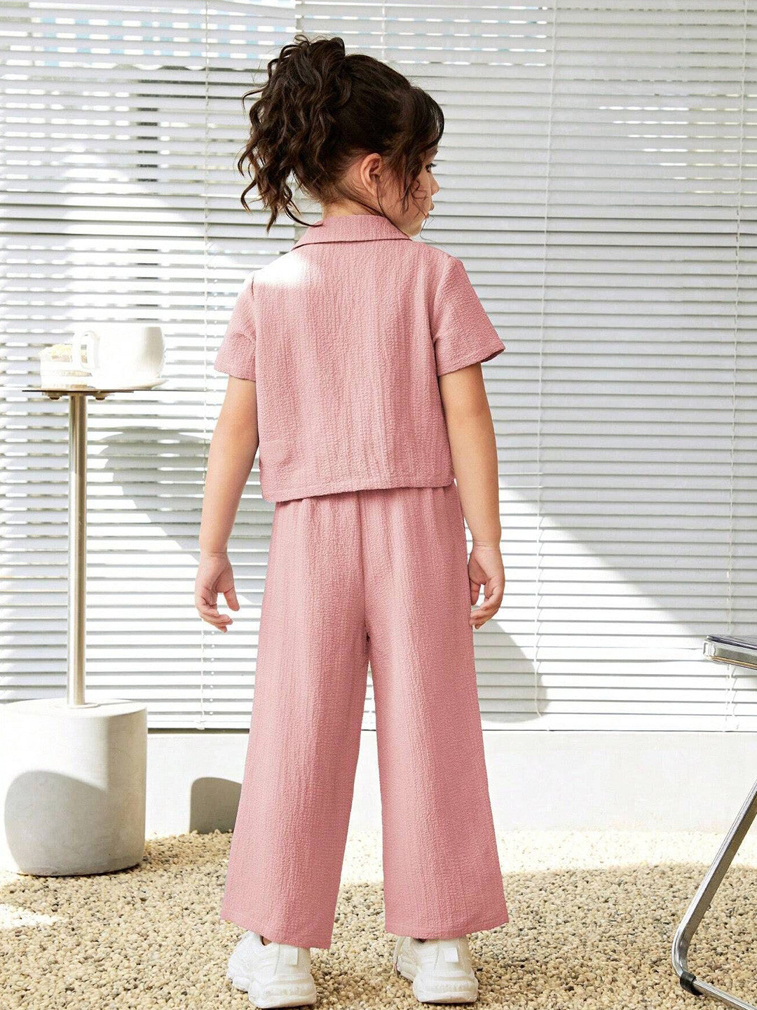 Girls Short Sleeves Shirt with Trousers